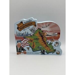 The Cats Meow Village Pearl Harbor 60th Anniversary Wood Shelf Sitter 2001 Oahu‎